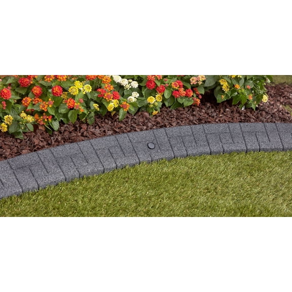 GroundSmart Curb Landscape Edging, 4' Gray Rubber Garden Edging Border, 4 pack