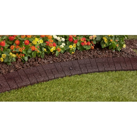 GroundSmart Curb Landscape Edging, 4' Brown Rubber Garden Edging Border, 32 pack