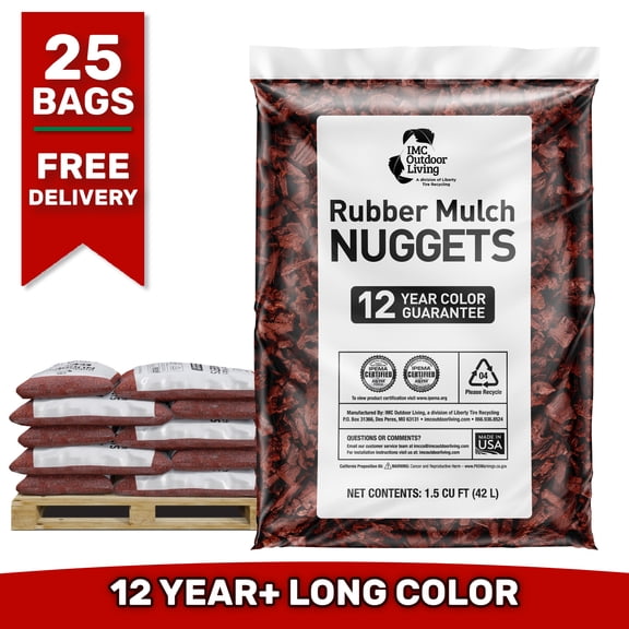 GroundSmart 12+ Year Red Rubber Mulch, 37.5 Cu Ft