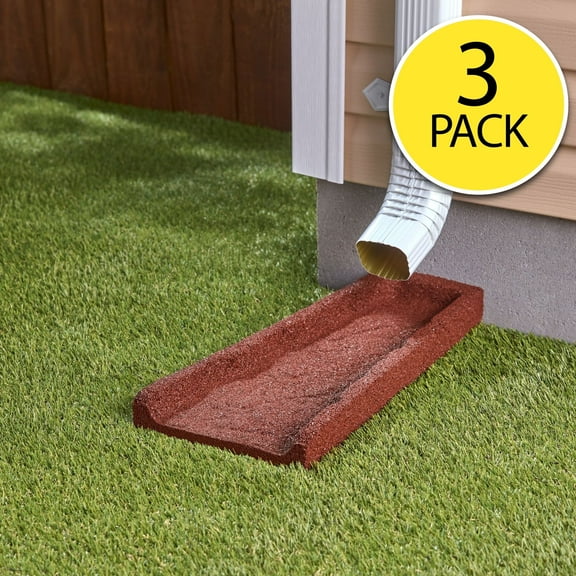 GroundSmart Red Rubber Splash Block Gutter Accessories, 3 Pack