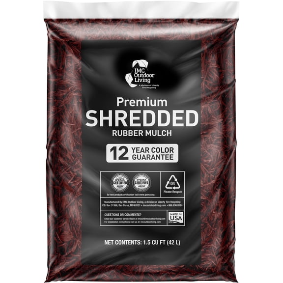 GroundSmart Red Shredded Rubber Mulch, 1.5 Cu Ft