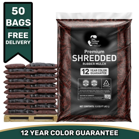 GroundSmart Red Shredded Rubber Mulch, 75 Cu Ft