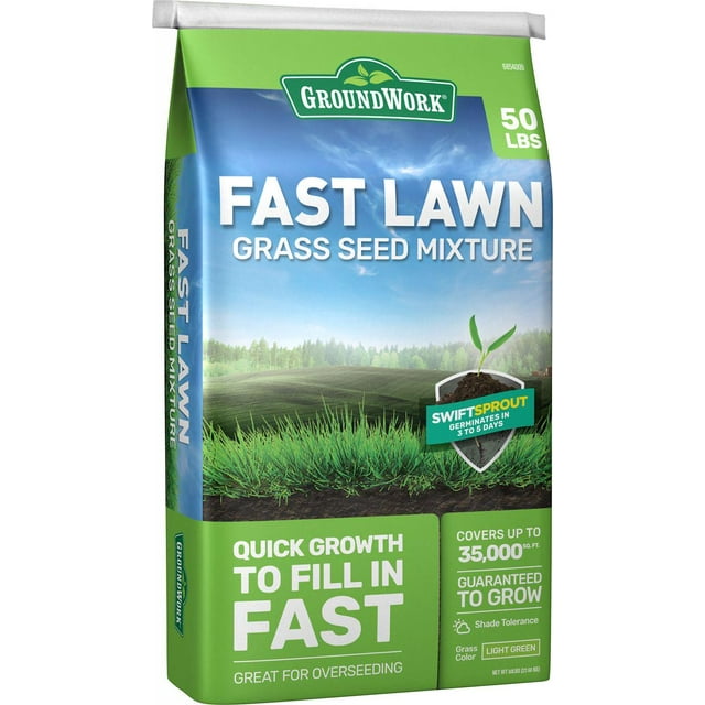 GroundWork 50 lb. Fast Lawn Grass Seed Mixture, Quick Grow Mix