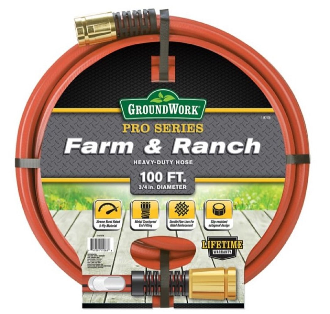 GroundWork CTSCELCF34100 Pro Series Farm and Ranch HeavyDuty Hose 3/4
