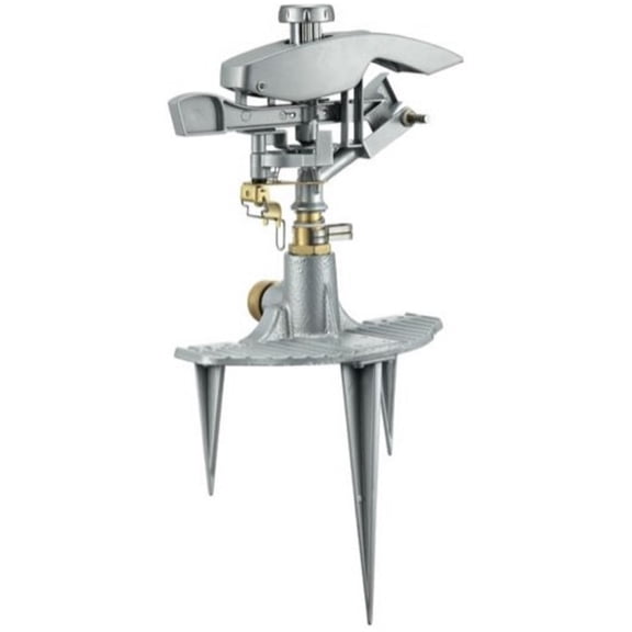 GroundWork GS-141200 Max Coverage Spike Sprinkler 8494 sq. ft. Oscillating Zinc