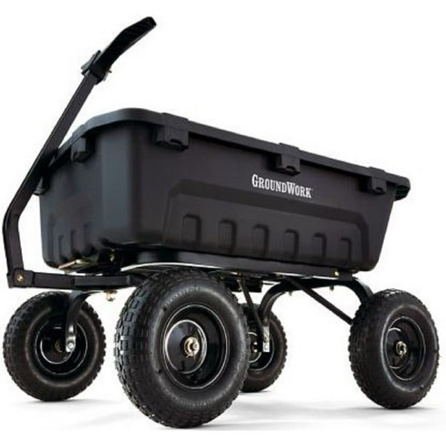 GroundWork GW8 Poly Dump Cart 1400 lb 8 cu. ft. Pneumatic Convertible
