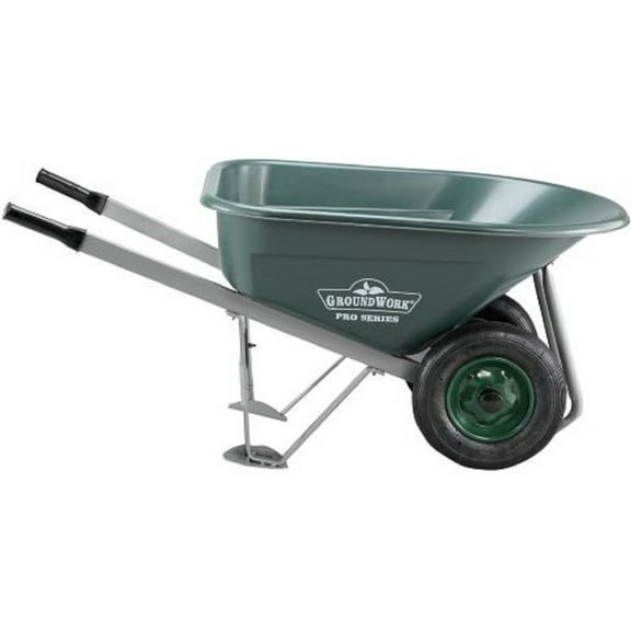 Groundwork 8 cu ft 600 lb Capacity Polypropylene Foldable Wheelbarrow with Comfort Grip