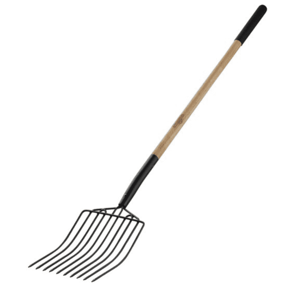 GroundWork YN-F-039L 10.5in Carbon Steel Bedding Fork w/ Hardwood Handle,10-Tine