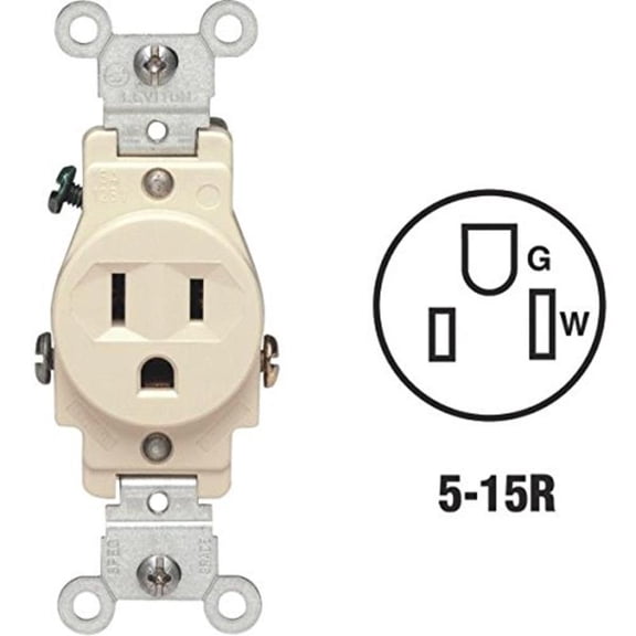 Grounded Outlet Ivory 15A 125V Leviton Outlet Adapters S01-05015-KIS