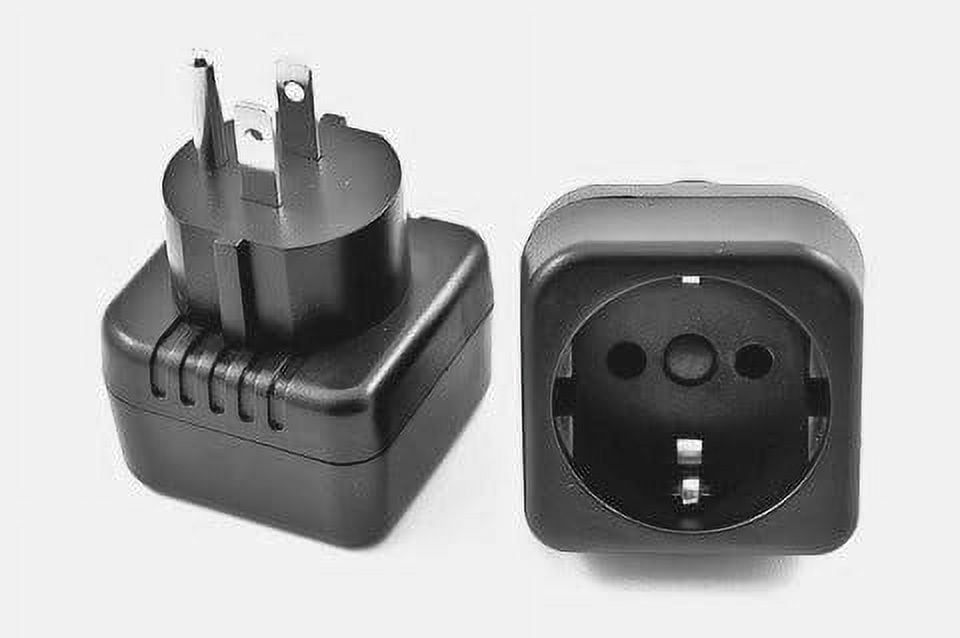 Grounded Plug Converts European/German Schuko Plug to American Outlets