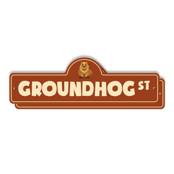Groundhog (2 Pack) Plastic Street Sign - 6 Inch X 18 Inch Gift Animal Nature Wildlife Burrow Weather Cute Rustic Fun Outdoors Decor Symbol