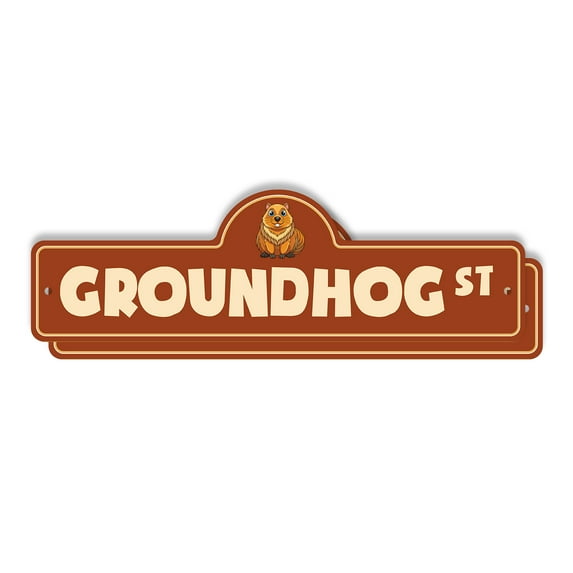Groundhog (2 Pack) Plastic Street Sign - 7 Inch X 20 Inch Gift Animal Nature Wildlife Burrow Weather Cute Rustic Fun Outdoors Decor Symbol