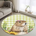 thumbnail image 1 of Groundhog Day 3ft Area Rug, Yellow Plaid Sunflower Spring Floral Washable Non-Slip Small Round Rugs for Entryway Bedroom Kitchen, Soft Circle Carpet for Dining Room, Playroom Nursery Rug, 1 of 9