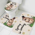 thumbnail image 1 of Groundhog Day Bathroom Rugs Set Spring Is Coming Cartoon Groundhog Stars Grass Linen Texture Non Slip Absorbent Bath Mats 3 Piece Set, U-Shaped Floor Mat, Toilet Seat Cover Small Size, 1 of 9