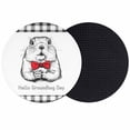 thumbnail image 1 of Groundhog Day Coasters Set of 2, Absorbent Coasters for Drinks, Red Bow Knot Black Plaid Coaster for Desk Coffee Table Protection, Home Decor House Warming Gifts 4", 1 of 8