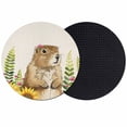 thumbnail image 1 of Groundhog Day Coasters Set of 2, Absorbent Coasters for Drinks, Sunflower Spring Floral Botanical Rustic Coaster for Desk Coffee Table Protection, Home Decor House Warming Gifts 4", 1 of 8