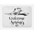 thumbnail image 1 of Groundhog Day Collection Bath Mat, Cursive Lettering od Welcome Spring and Mammal Sketch, Plush Bathroom Decor Mat with Non Slip Backing, 29.5" X 17.5", Charcoal Grey and White, by Ambesonne, 1 of 2