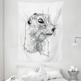 thumbnail image 1 of Groundhog Day Collection Tapestry, Detailed Sketch Design of Side View Marmot Portrait, Wall Hanging for Bedroom Living Room Dorm Decor, 60W X 80L Inches, Charcoal Grey and White, by Ambesonne, 1 of 2