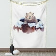 thumbnail image 1 of Groundhog Day Collection Tapestry, Watercolor Painting of Marmot in Spring Snowy Hole, Wall Hanging for Bedroom Living Room Dorm Decor, 40W X 60L Inches, Mauve Taupe Blue and White, by Ambesonne, 1 of 5