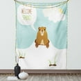thumbnail image 1 of Groundhog Day Collection Tapestry, Welcome Spring in Speech Bubble Funny Cartoon Marmot, Wall Hanging for Bedroom Living Room Dorm Decor, 40W X 60L Inches, Pale Blue Ginger White, by Ambesonne, 1 of 5