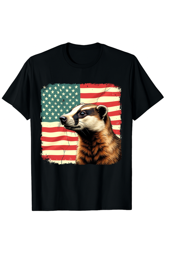 Groundhog Day Decorations US Flag American Men Women Short Sleeve Graphic T-Shirt, USA Patriotic Holiday Tee