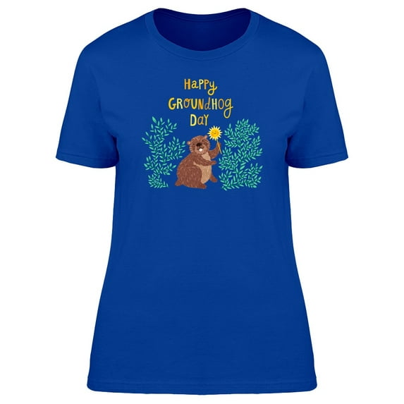 Groundhog Day Happy Doodle T-Shirt Women -Image by Shutterstock, Female Large