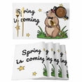 thumbnail image 1 of Groundhog Day Placemats Set of 12, Spring Botanical Star Yellow Placemats for Dining Table, Place Mats for Kitchen Tabletop, Waterproof Wipeable Dining Table Mats Set, 1 of 9