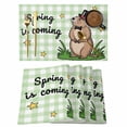thumbnail image 1 of Groundhog Day Placemats Set of 6, Green Plaid Spring Botanical Star Yellow Placemats for Dining Table, Place Mats for Kitchen Tabletop, Waterproof Wipeable Dining Table Mats Set, 1 of 9