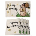 thumbnail image 1 of Groundhog Day Placemats Set of 6, Rustic Spring Botanical Star Yellow Placemats for Dining Table, Place Mats for Kitchen Tabletop, Waterproof Wipeable Dining Table Mats Set, 1 of 9