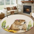thumbnail image 1 of Groundhog Day Round Area Rug 5Ft Washable Circle Rugs for Living Room Bedroom, Sunflower Spring Floral Botanical Rustic Non-Slip Carpet Floor Mats Indoor Outdoor Carpet Runner Aesthetic Home Decor, 1 of 8