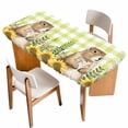 thumbnail image 1 of Groundhog Day Table Cloths for 3 Foot Rectangle Tables, Yellow Plaid Sunflower Spring Floral Patio Waterproof Elastic Fitted Tablecloths, Washable Rectangular Table Cover for Camping, 1 of 8