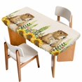 thumbnail image 1 of Groundhog Day Table Cloths for 4 Foot Rectangle Tables, Sunflower Spring Floral Botanical Rustic Patio Waterproof Elastic Fitted Tablecloths, Washable Rectangular Table Cover for Camping, 1 of 8