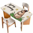 thumbnail image 1 of Groundhog Day Table Cloths for 5 Foot Rectangle Tables, Rustic Spring Botanical Star Yellow Patio Waterproof Elastic Fitted Tablecloths, Washable Rectangular Table Cover for Camping, 1 of 8