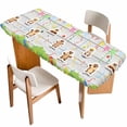 thumbnail image 1 of Groundhog Day Table Cloths for 8 Foot Rectangle Tables, Colorful Ribbon Spring Vintage Patio Waterproof Elastic Fitted Tablecloths, Washable Rectangular Table Cover for Camping, 1 of 8