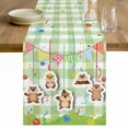 thumbnail image 1 of Groundhog Day Table Runner - 120 Inch Long Colorful Ribbon Green Plaid Spring Cotton and Linen Blended Dress Scarves Farmhouse Table Runner for Kitchen Dining, Coffee Table, 13" x 120", 1 of 8
