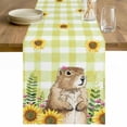 thumbnail image 1 of Groundhog Day Table Runner - 48 Inch Long Yellow Plaid Sunflower Spring Floral Cotton and Linen Blended Dress Scarves Farmhouse Table Runner for Kitchen Dining, Coffee Table, 13" x 48", 1 of 8