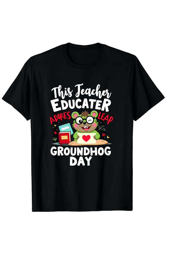 Groundhog Day Teacher School Theme Men Women Short Sleeve Graphic T-Shirt, Classroom Holiday Apparel