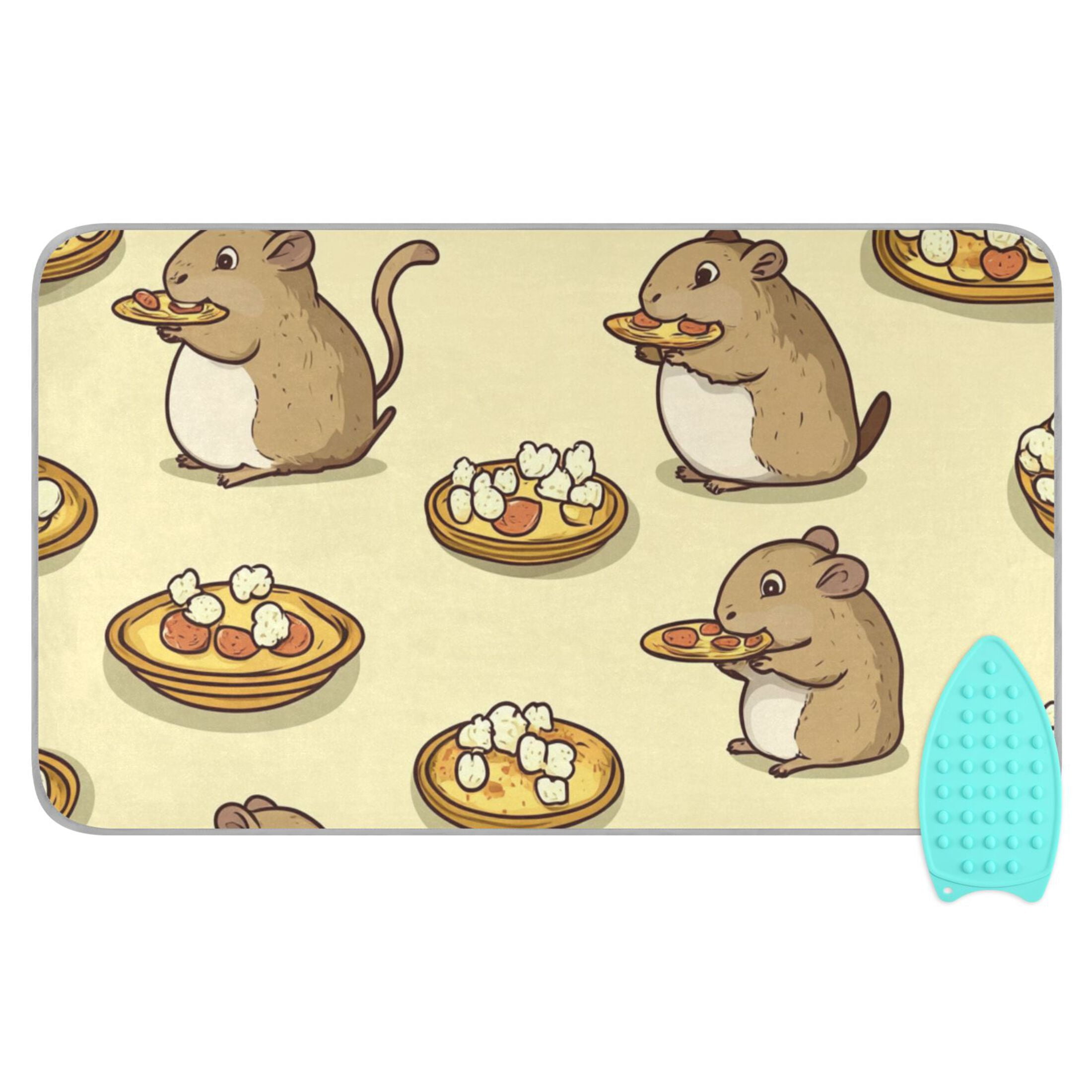Groundhog Eating Pizza Ironing Mat Blanket for Table Top Travel Portable Ironing Board Pad 47.2x27.6 Inch