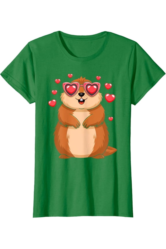 Groundhog Heart Valentine'S Day Groundhog Love Ladies' Crewneck T-Shirt All Size S-5XL