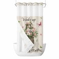 thumbnail image 1 of Groundhog No Hook Shower Curtain with Snap in Liner Watercolor Spring Pink Purple White Floral Butterfly Linen Texture Waterproof Bathroom Shower Curtain with See Through Top Window 54" x 78", 1 of 9