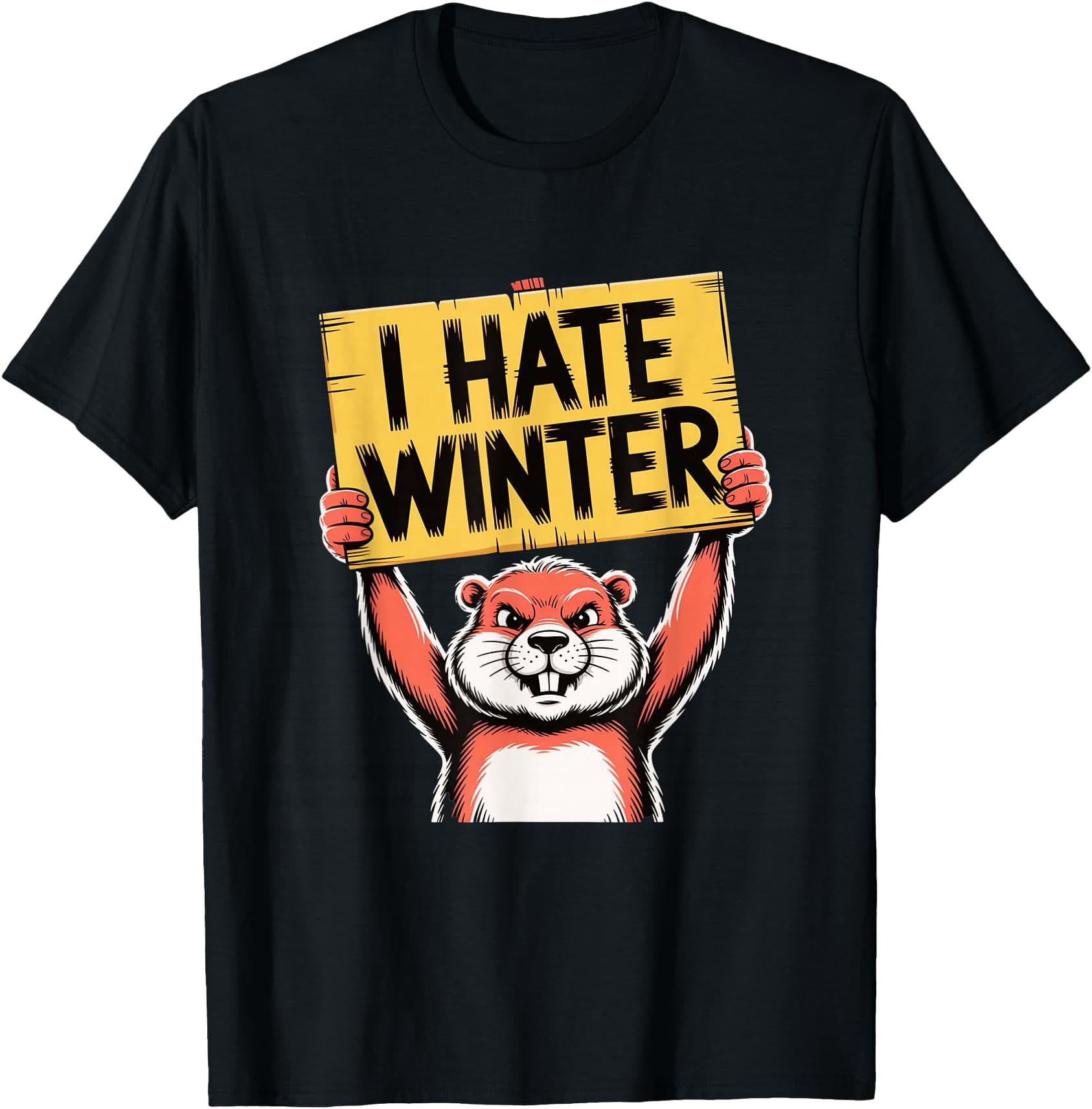 Groundhog I Hate Winter Grumpy Anti Cold Weather T-Shirt - Walmart.com