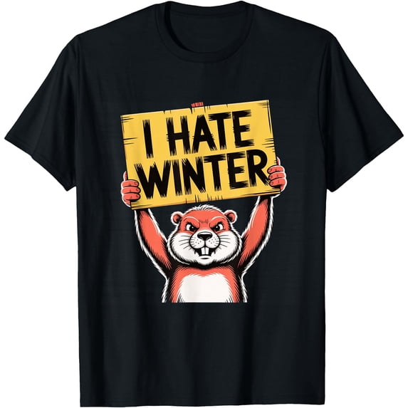 Grumpy Store Groundhog I Hate Winter Grumpy Anti Cold Weather T-Shirt - Walmart.com