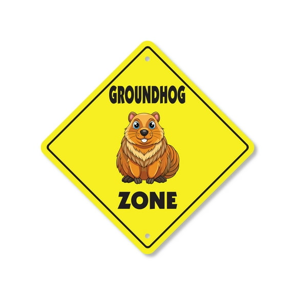 Groundhog Plastic Crossing Sign - 12 Inch X 12 Inch Xing Sign Gift Animal Nature Wildlife Burrow Weather Cute Rustic Fun Outdoors Decor Symbol