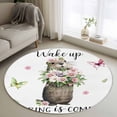 thumbnail image 1 of Groundhog Round Area Rug 3.3Ft Washable Circle Rugs for Dining Room Table, Spring Floral Butterfly Botanical Non-Slip Carpet Floor Mats Indoor Outdoor Carpet Runner Aesthetic Home Decor, 1 of 8