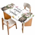 thumbnail image 1 of Groundhog Table Cloths for 3 Foot Rectangle Tables, Spring Floral Butterfly Botanical Patio Waterproof Elastic Fitted Tablecloths, Washable Rectangular Table Cover for Camping, 1 of 8