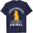 thumbnail image 1 of Groundhog is my Spirit Animal Funny Woodchuck Softstyle Unisex T-Shirt,Navy Color,Size YL, 1 of 5