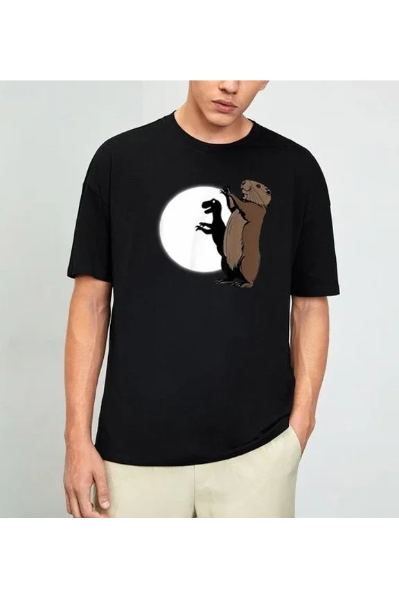 Groundhog's Dinosaur Shadow Puppet Funny Groundhog Day T-Shirt Size S-4XL