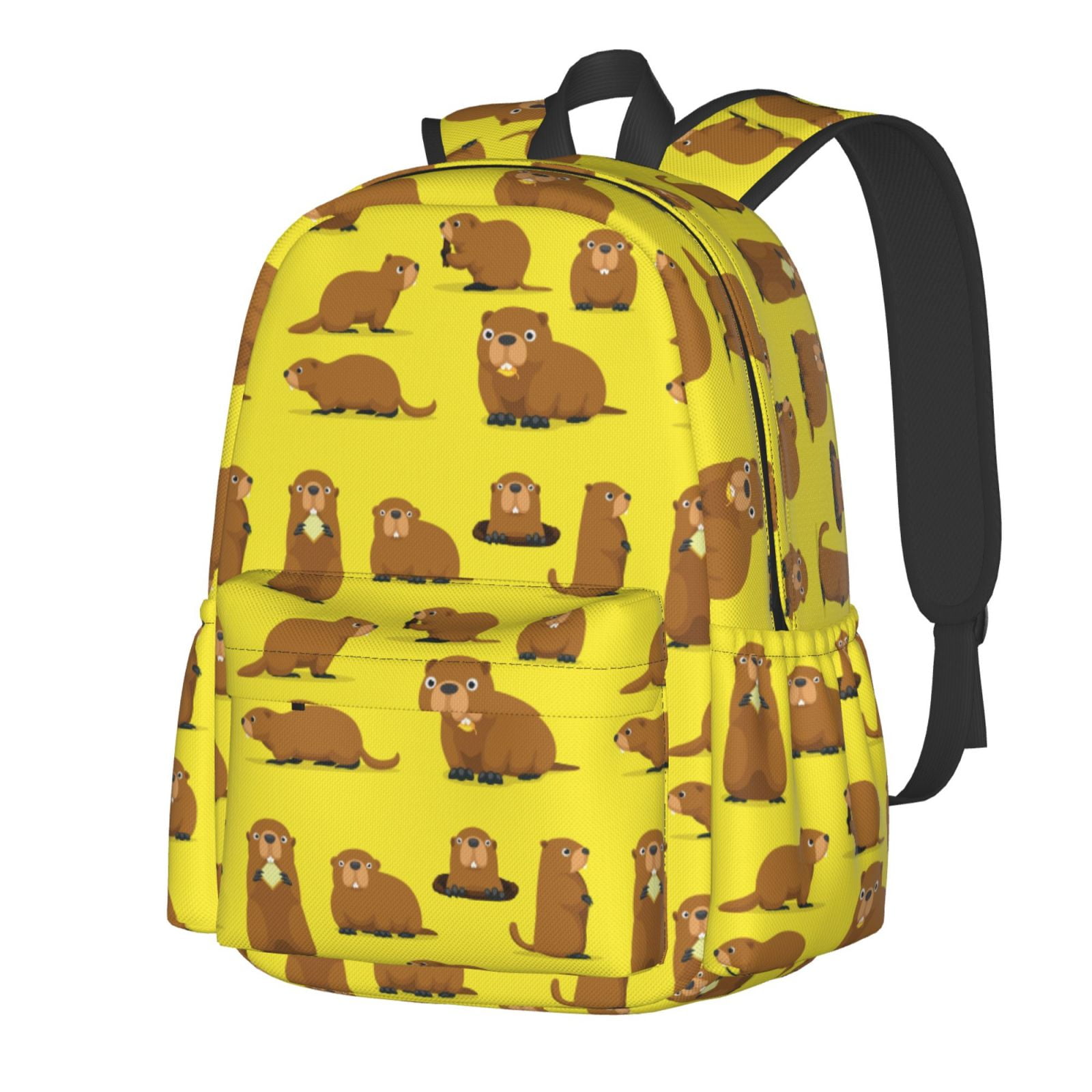 Groundhogs Marmot Cartoon Pattern Backpack for Men Women Laptop Backpack Hiking Backpack Travel Bag Work Backpack with Pocket