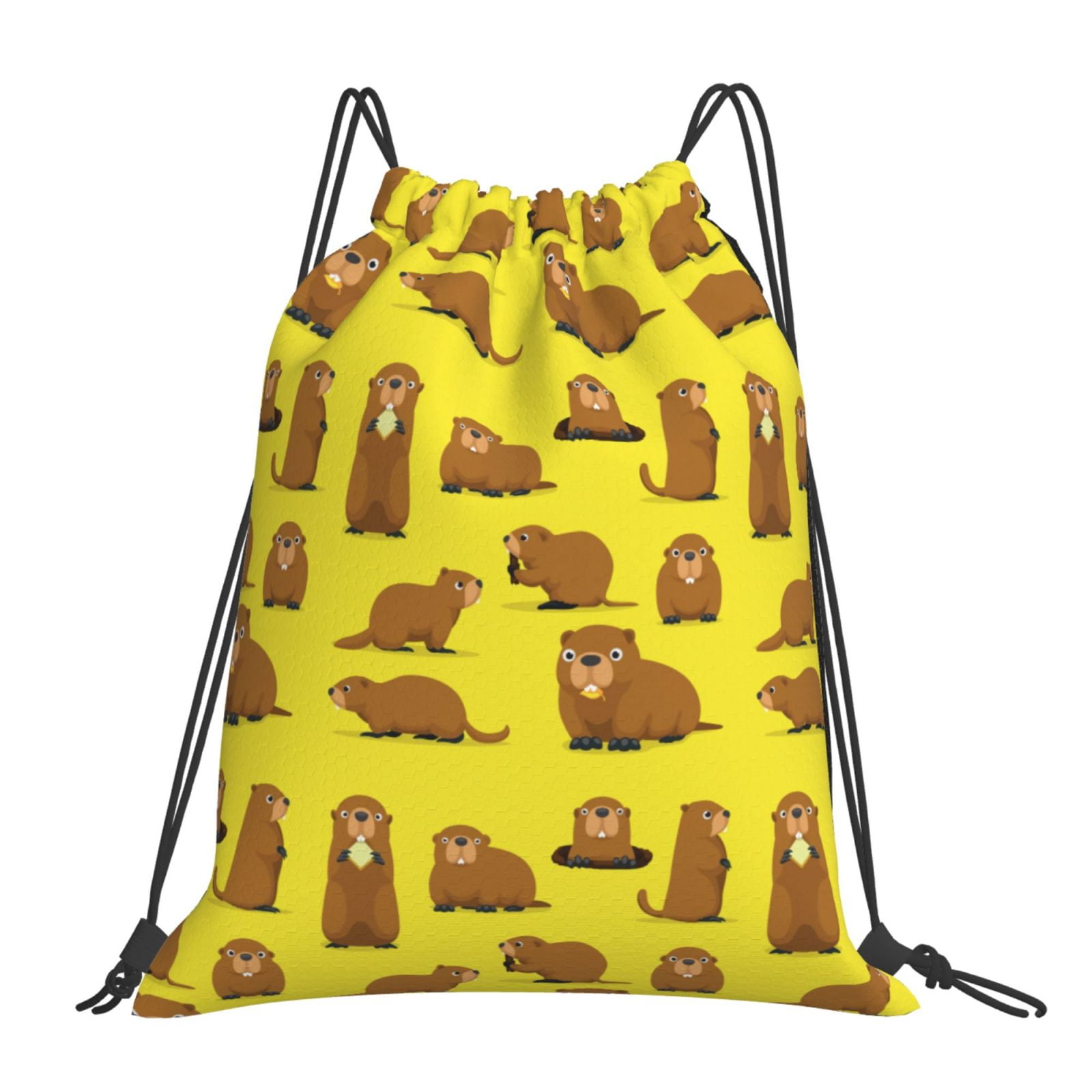 Groundhogs Marmot Cartoon Pattern Drawstring Backpack Gym Bag Swim Bag ...