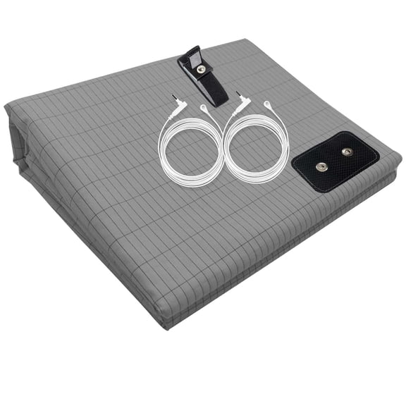 Grounding Flat Sheet Kit, Conductive Sheet with Silver Fiber, Grounding Cord, Grounding Bed Cover for Efficient Sleep, Reduce Stress Natural Health,Grey